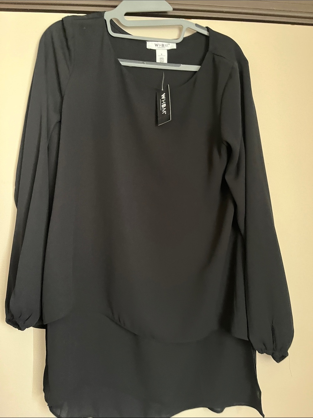 White House Black Market Black Chiffon Layered Tunic